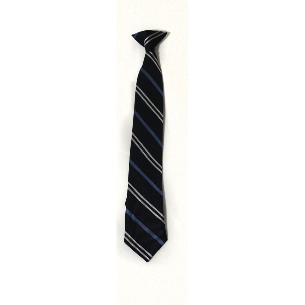 Little Boys Navy Blue Striped Clip-On Necktie 15 Inch